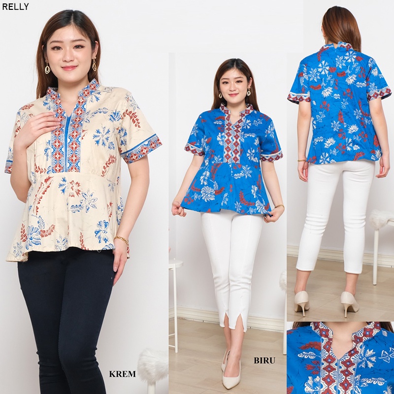 Evercloth Relly Blouse Wanita Atasan Wanita Blouse Batik Perempuan