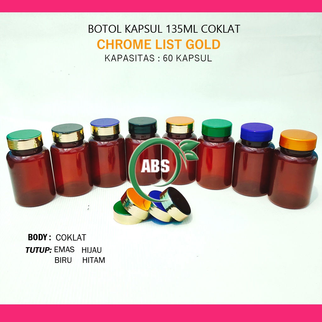 Jual Botol obat isi 60 kapsul ukuran 135ml Coklat + Plug Inner | Shopee ...