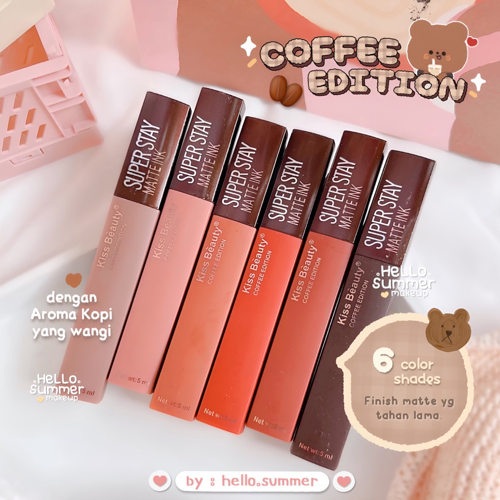 Kiss Beauty Super Stay Matte Ink Coffee Edition Liquid Matte Lipstick Make Up Tahan Lama 16 Jam