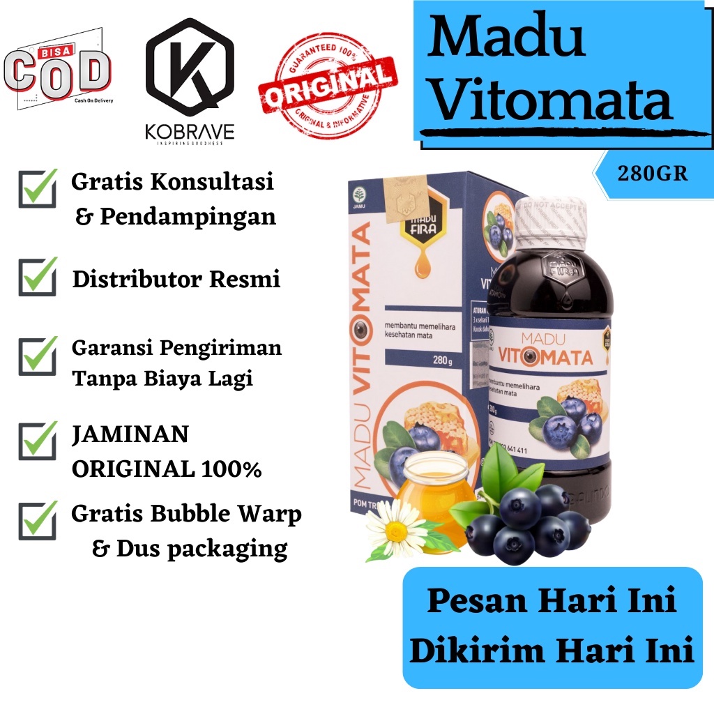 MADU VITOMATA Herbal Kesehatan Mata Obat Size 280gram Mata Lelah, Merah, Berair, Rabun, dan Dekat Jauh