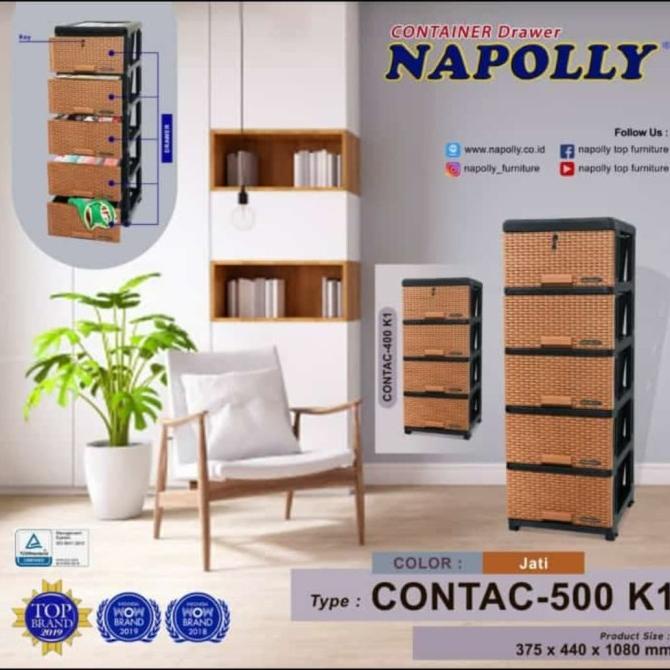 

lemari plastik laci napolly 5susun/5laci stock ready