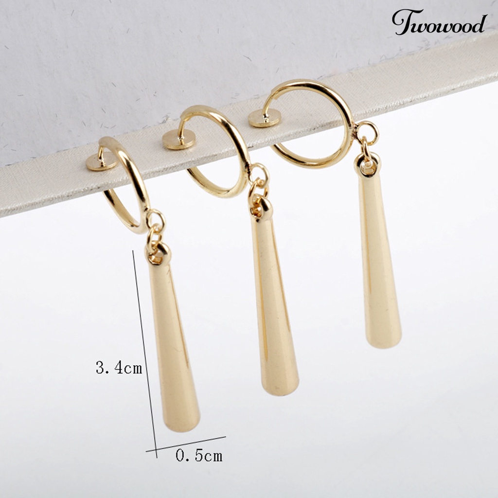 1 Set Anting Kait Gantung Warna Solid Bahan Alloy Tahan Lama Untuk Wanita