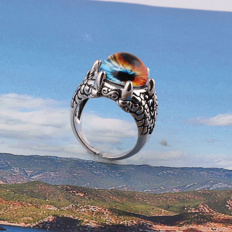 Cincin Desain Mata Iblis Gaya Retro Punk Hip-Hop Eropa Amerika Untuk Pria