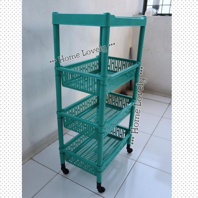 Rak Serbagu Plastik Susun 4 Roda Rak Salon Susun 4 Roda Yutaka