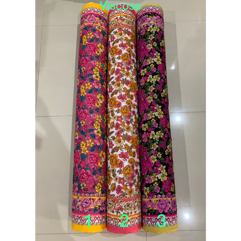 BISA COD // ECER KAIN METERAN // HARGA PER 0,5M // RAYON VISCOSE // MOTIF POLKADOT DAISY ZEBRA BUNGA