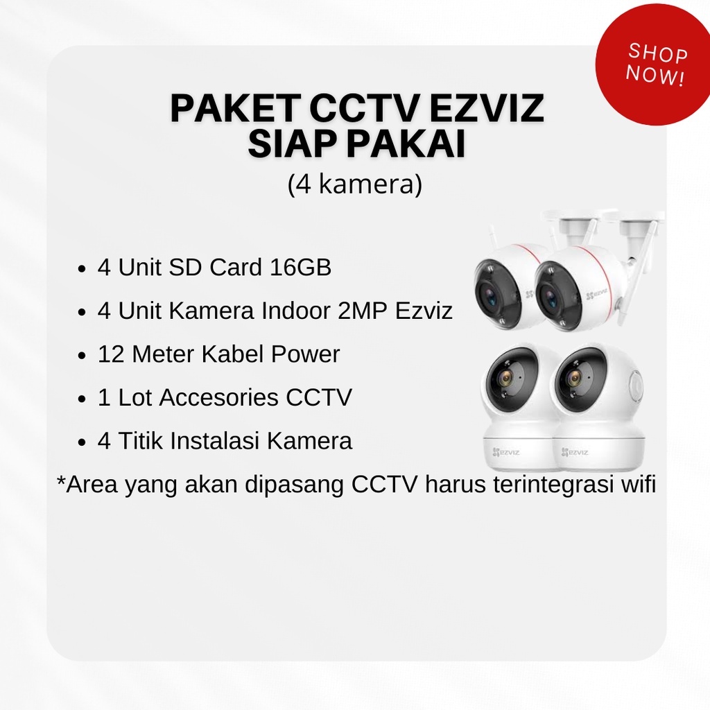 PAKET CCTV EZVIZ 4 KAMERA/ CCTV WIRELESS/ PEMASANGAN CCTV JABODETABEK/ IP WIRELESS