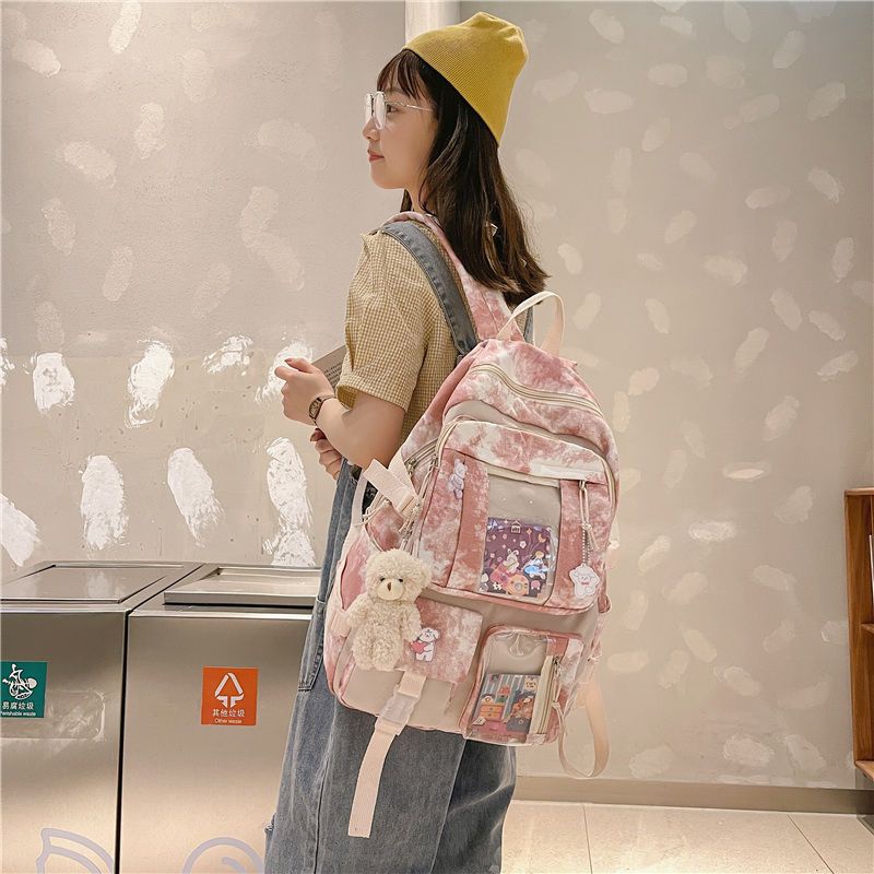 Sera Gadis Siswa Sekolah Menengah Tas Sekolah Wanita Versi Korea SMA Retro Tie-Dye Lucu Ransel In Jepang SMP Siswa Ransel