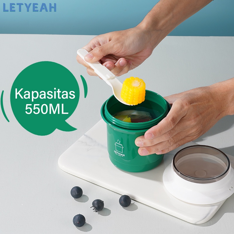 letyeah Cangkir sup anti tumpah tahan panas /550ml mangkuk sup portable /soup cup /breakfast cup