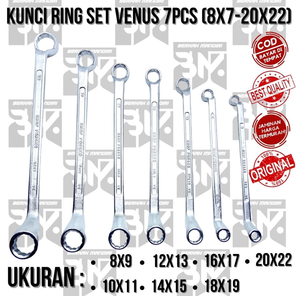 VENUS Kunci Ring set 7pcs Ukuran 8x9 - 20x22