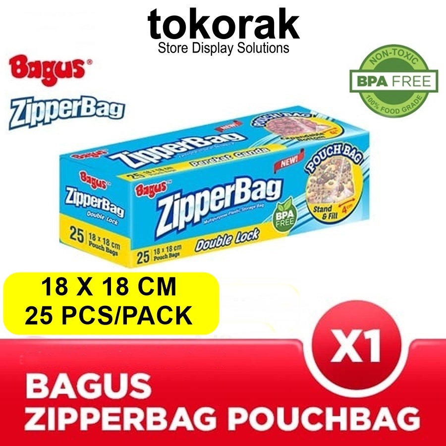 ZIPPERBAG BAGUS DOUBLE LOCK WITH POUCH 25'S 18 X 18 CM ZIPLOCK