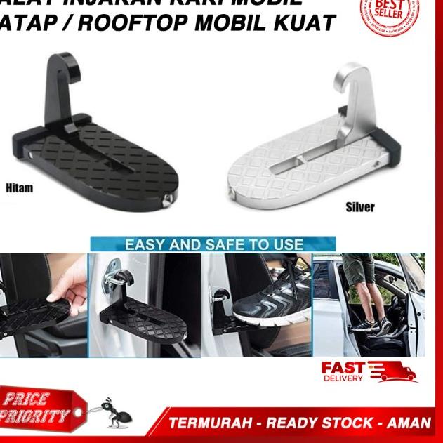 Alat Injakan Kaki Pintu Mobil Rooftop / Car Door Stepper Step Hooked - Silver