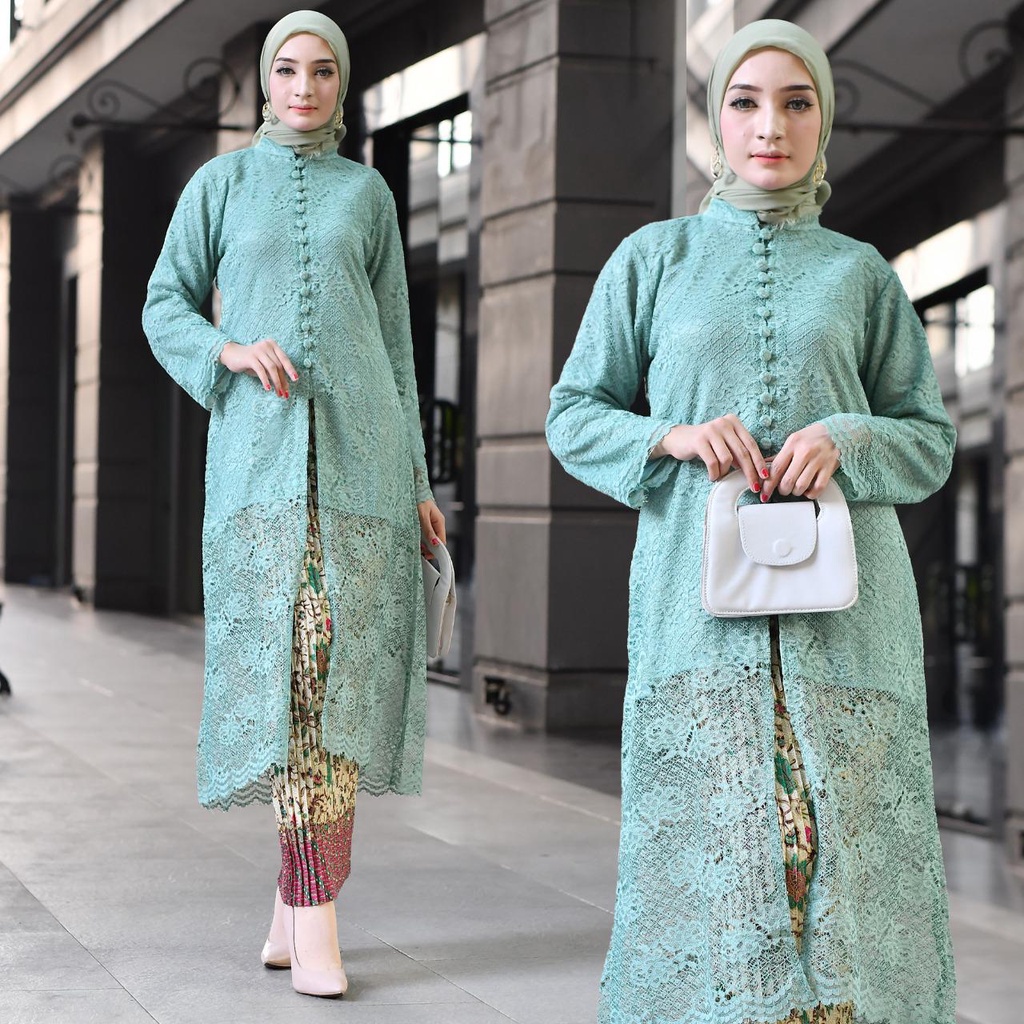 Setelan kebaya tunik kancing busui friendly | Kebaya modern | Baju outfit pesta kekinian lamaran wisuda pernikahan Size M L XL XXL