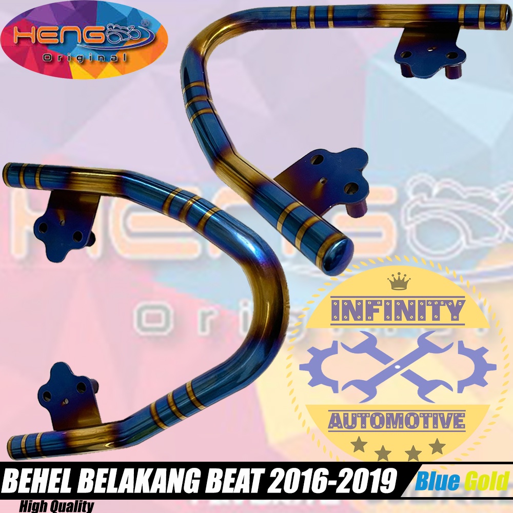 Behel Belakang Beat fi esp street 2016-2019 Batang Bulat Twotone Blue Gold Merek Heng ORI
