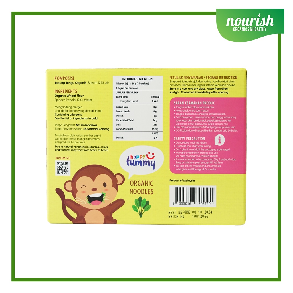 Happy Tummy Organic NOODLE / Mie MPASI organik bayi anak 150gr