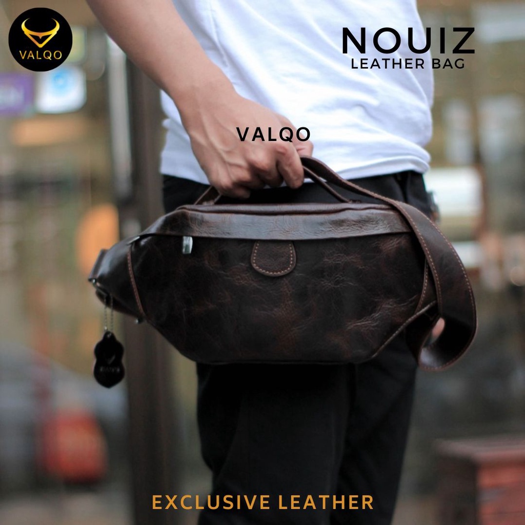 [VALQO] Tas NOUIZ Kulit Sapi Dada Pinggang Waist Bag Sling bag Cowok Cewek Pria Wanita Laki bisa COD