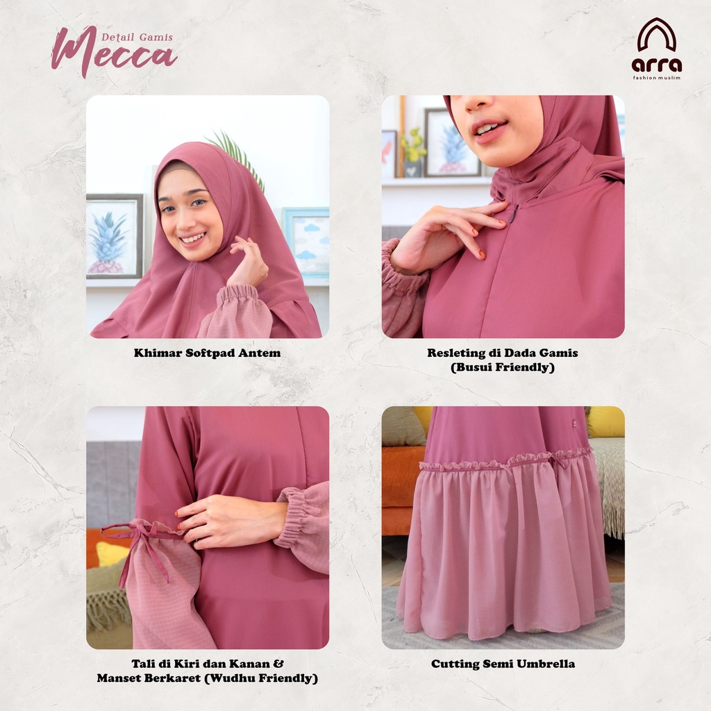 Gamis Sarimbit Wanita Baju Koko Pria Couple Keluarga Ayah Ibu dan Anak Arra Mecca Series Warna Mauve Original Baju Kokoh Kerudung Muslim Kurta Pakistan Terbaru 2022 2023 Lebaran