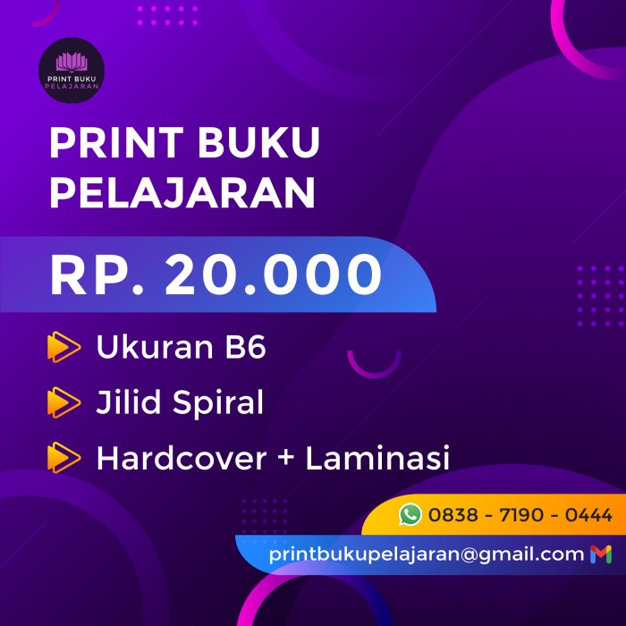 

SPIRAL Hardcover + Laminating Ukuran B6 Print buku pelajaran, diktat