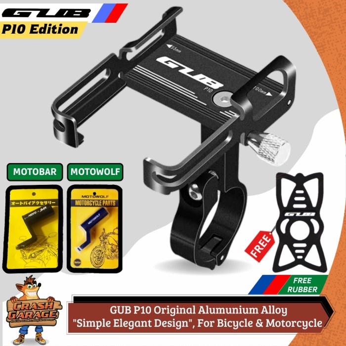 Gub P10 - Holder Gub P10 - Phone Holder Hp Motor Gub Alumunium Alloy