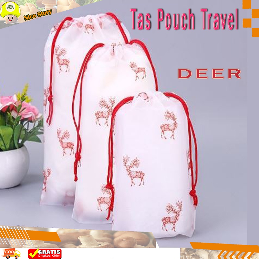 (NCS) TAS POUCH TRAVEL DEER RUSA Serut Kosmetik Serbaguna Anti Air Waterproof Organizer Bag