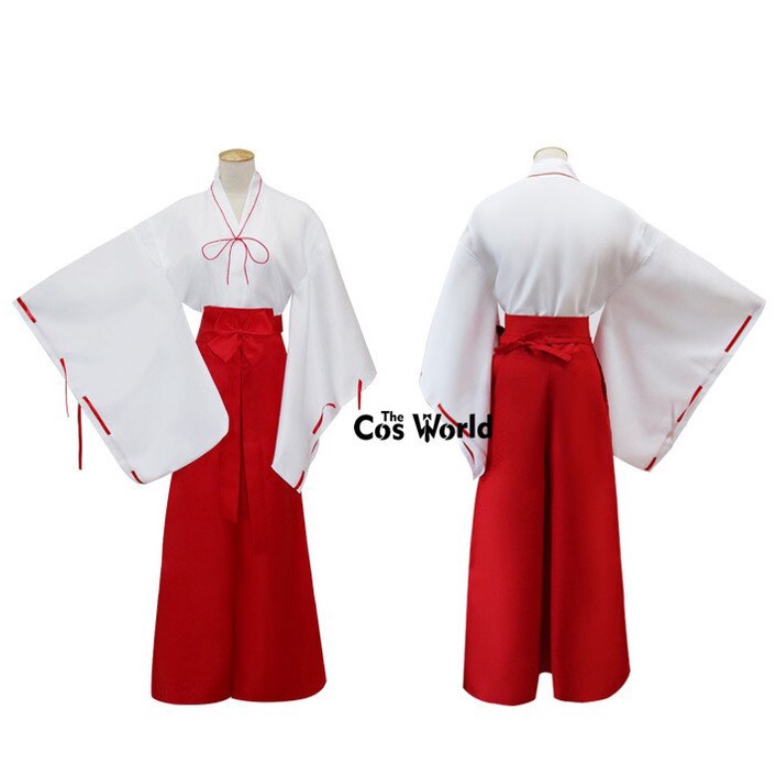 Inuyasha Kikyo Mikofuku Kimono Yukata Dress Pakaian Anime Kostum Cosplay