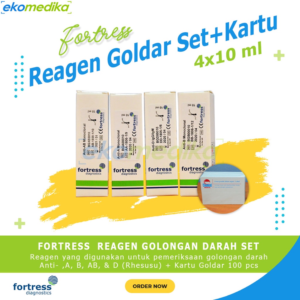 Tes Golongan Darah 1 Set Fortress Diagnostics Goldar - Set Serum Uji Goldar EXTRA Kartu Goldar