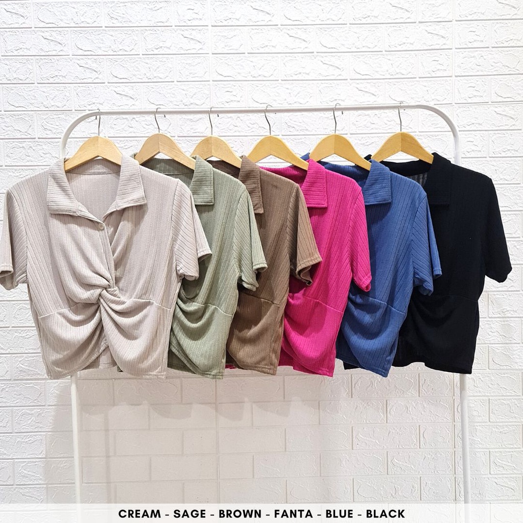 4620 marfie tied knit collar top busui friendly blouse