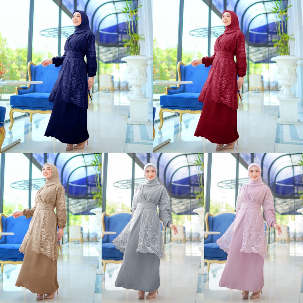 Gamis OUTER AREESHA Terbaru 2022 Gamis Kondangan Wanita Gamis  Seragam Size M L XL XXL Dress Kondang