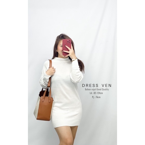 MDLV ~ DRESS VEN RAJUT DRESS RAJUT KOREA DRESS LENGAN PANJANG DRESS MIDI FASHION WANITA