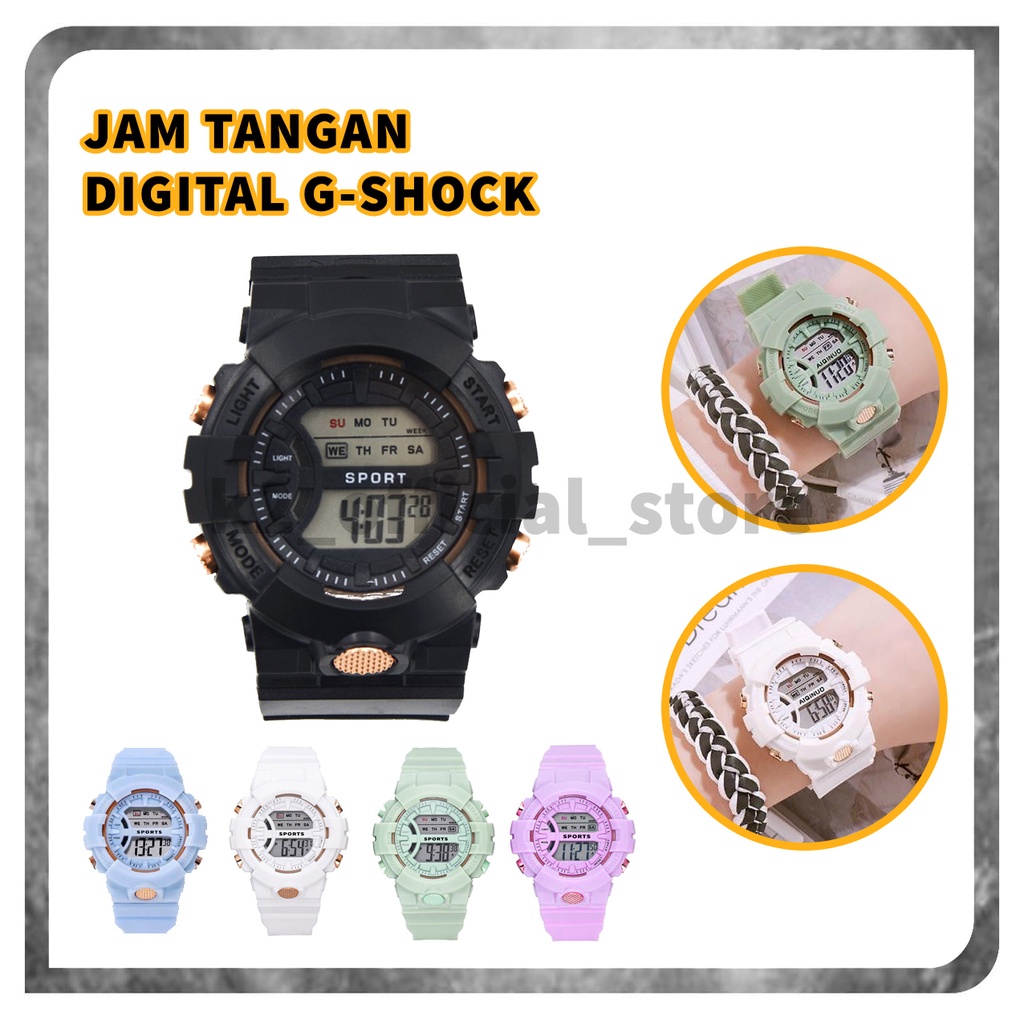 Jam Tangan BULAT Digital Strap RUBBER Macaron KARET LED KOREA SPORT ELEKTRONIK STYLE COUPLE PRIA WANITA ANAK ANAK REMAJA CASIO G-SHOCK GSHOCK Segi Sport Import