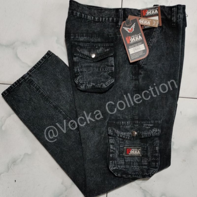 Celana Panjang Snow Wash Cargo Denim Original VOCKA