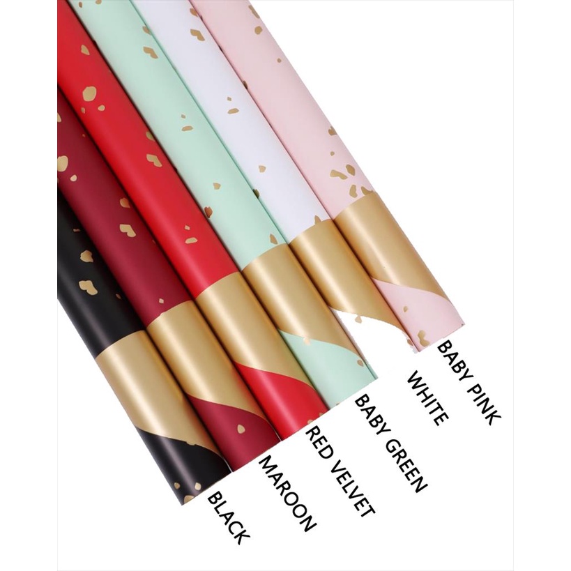 

Double Sided Color / Bicolor Gold with Petal Flower Wrapping Paper/Kertas Bungkus Buket Bunga Dua Warna dengan motif Kelopak Bunga Bertebaran
