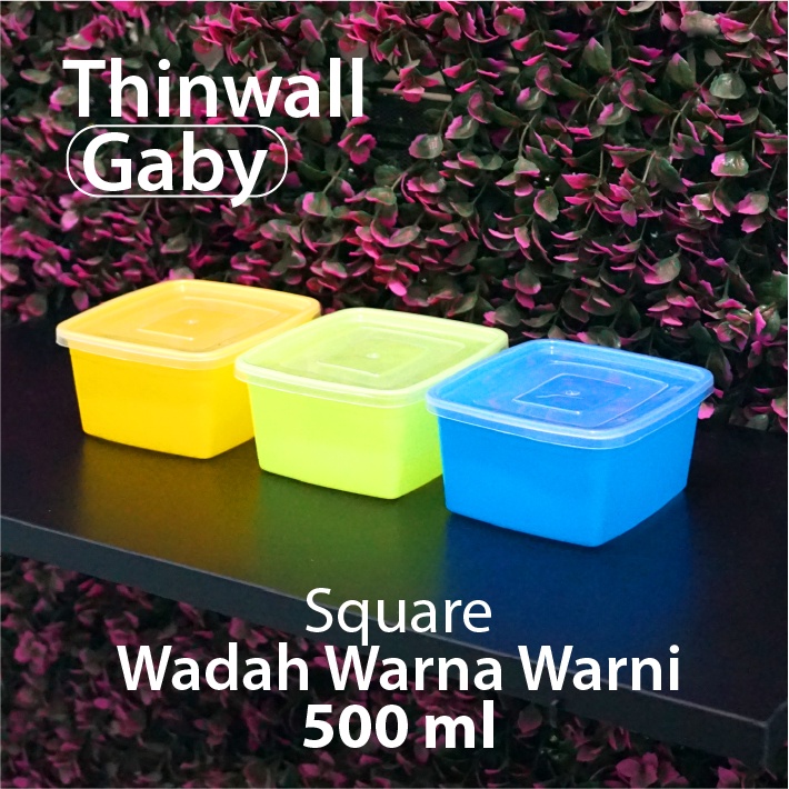 Thinwall Gaby Persegi 500 ml - Wadah Warna Warni - Square SQ