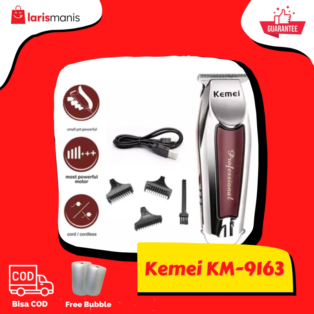 Kemei KM-9163 ALAT MESIN CUKUR RAMBUT KM 9163 HAIR PROFESIONAL CLIPPER FINISHING DETAILER MESIN CUKUR WIRELESS RAMBUT JENGGOT KUMIS Hair Clipper Trimmer Alat Cukur Rambut Pencukur Rambut Portable