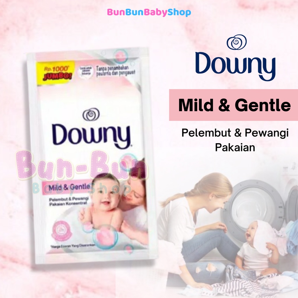 Downy Pewangi dan Pelembut Pakaian Bayi Konsentrat Mild &amp; Gentle Ecer Sachet Renceng Perlengkapan Bayi Baru Lahir Peralatan Baby Newborn Bunbunbabyshop