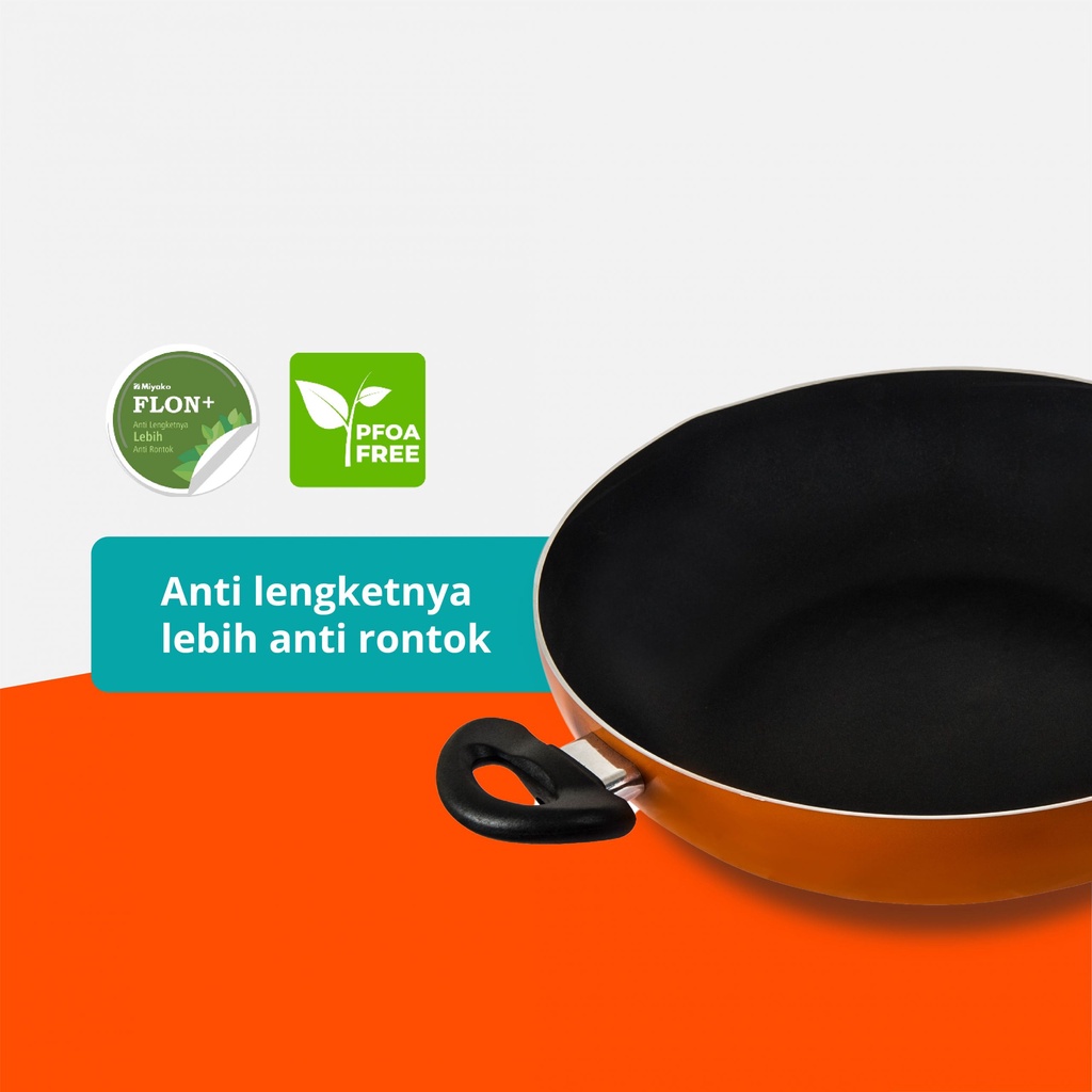 Miyako cookware W34A Finest Wok 34cm - Panci Ayam goreng dan Naget Murah Teflon