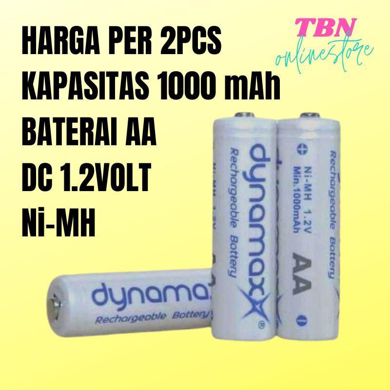 BATERAI CAS AA DYNAMAX ORIGINAL 1000mAh 1.2VOLT RECHARGEABLE BATTERY