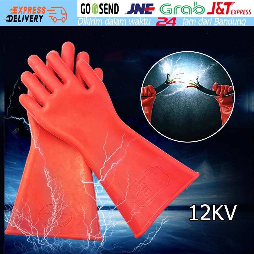 Class 12KV Sarung Tangan Listrik Anti Setrum Sarung Tangan Karet Tebal Latex Rubber Insulasi Safty G