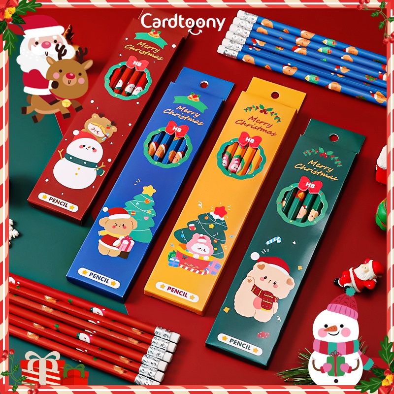 

6 Pcs Pensil Natal Dengan Penghapus Santa Claus Snowman Cute Lucu Imut Xmas Kado Hadiah Souvenir Pencil