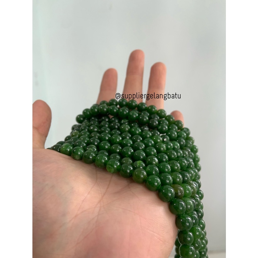 batu black jade aceh serat muda 8mm renceng kalung gelang akik giok