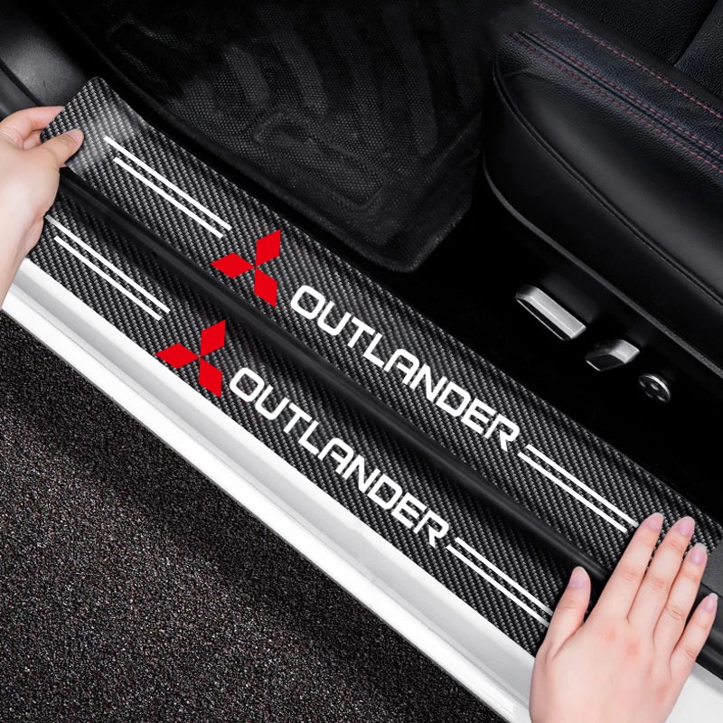 Stiker Pelindung Pintu Mobil Bahan Kulit Serat Karbon Anti Gores Untuk Mitsubishi Outlander GM GN GF GG Outlander