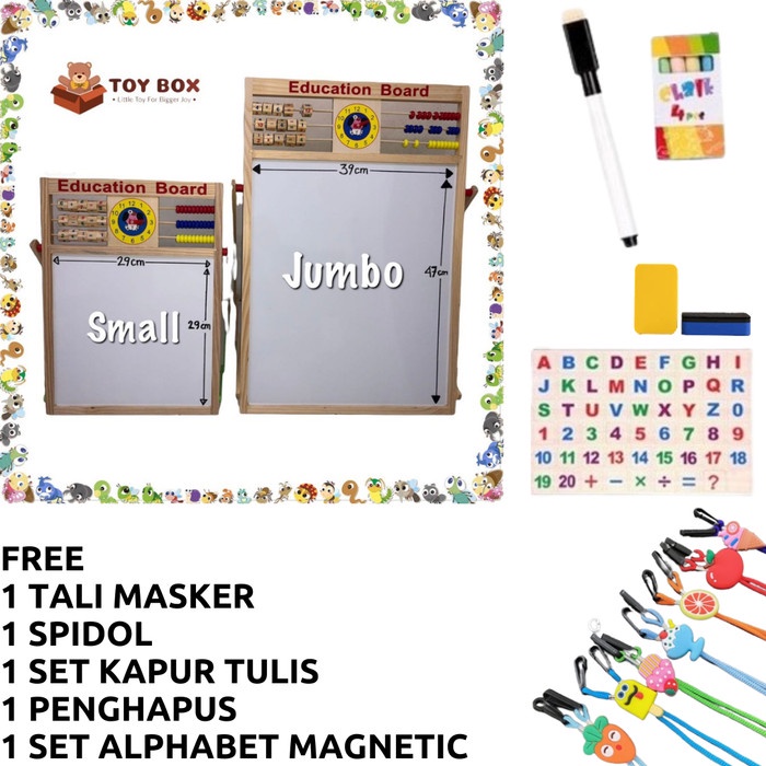 

[Size Jumbo] Education Board 2 In 1- Papan Tulis Edukasianak Magnetic [Populer]