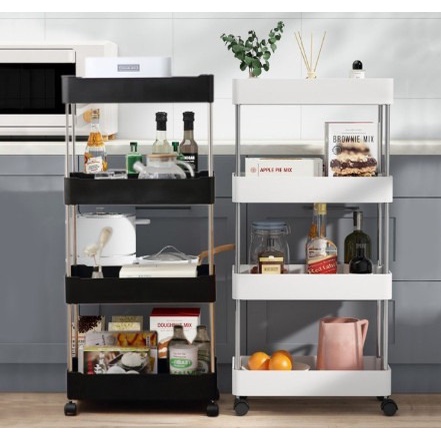 RAK ZENIA 4 LAYER PORTABLE STORAGE RAK BUKU RAK SERBAGUNA MULTIFUNGSI RAK DAPUR RAK SALON 4 LAYER RACK KAMAR MANDI DENGAN RODA 4 SUSUN PENYIMPANAN