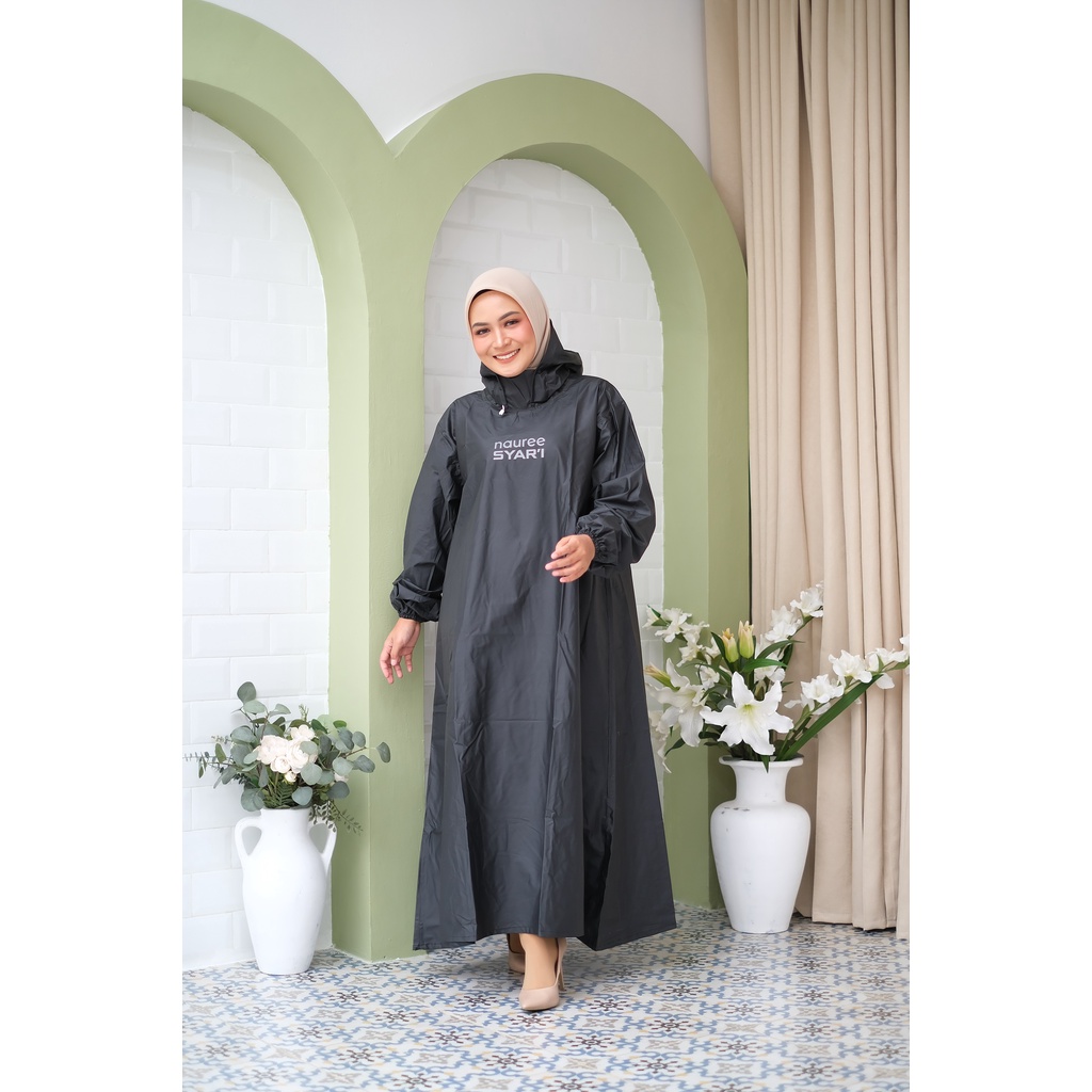 Nauree - Jas Hujan Noren Muslimah dewasa | Gamis anti rembes | Wanita Shar'i / Syari | hijaber aman dengan bahan pvc 025 yg fleksible serta waterproof Full Seal hot press disetiap sambungan jahitan | bisa COD mudah dibawa simpel saat berkendara aman