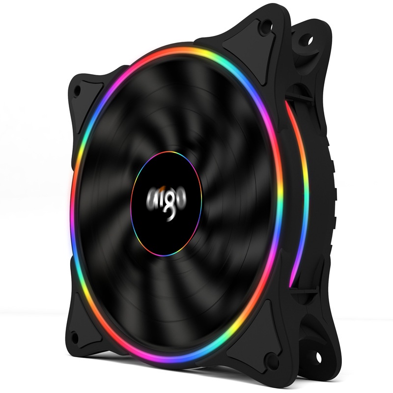 Kipas PC Aigo V1 CPU Fan Cooler Cooling Case Rainbow RGB LED 120mm - Black