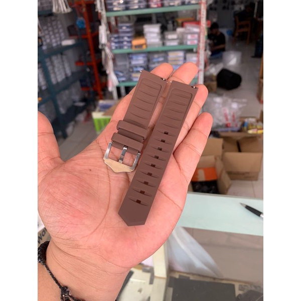 Strap Tali Jam Tangan Silicon limited coklat 22mm