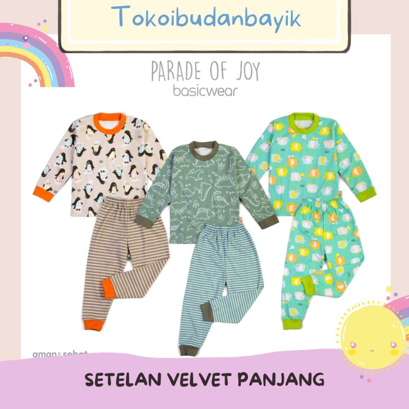 Ready Stock Setelan Velvet Panjang Baju Tidur  Terbaru PARADE OFF JOY/corage