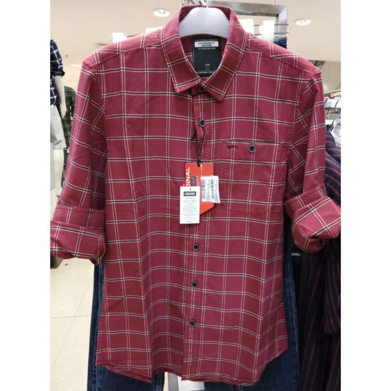 Kemeja Lengan Panjang Pria Cardinal Jeans Original Mens CAKAI02257J 11B Merah Darah
