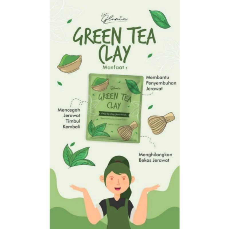 theariyashop2 - MASKER BPOM 20GRM BY LEA GLORIA GREEN TEA CLAY