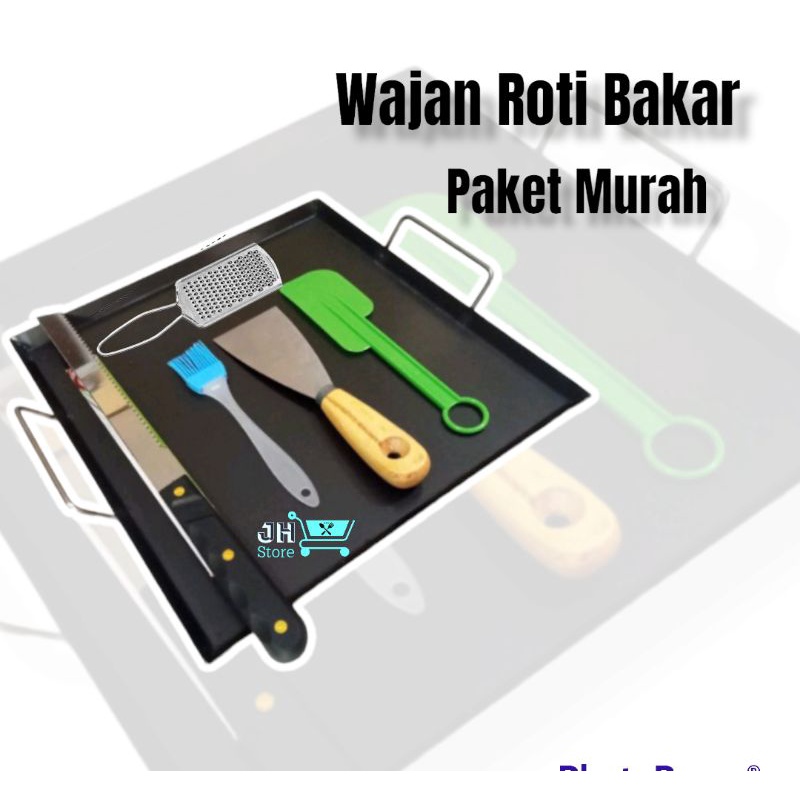 Paket Wajan Komplit Ukuran 40x40cm/Wajan Roti Bakar Wajan Kebab Wajan serbaguna/Bahan Full Baja Hitam dan Putih