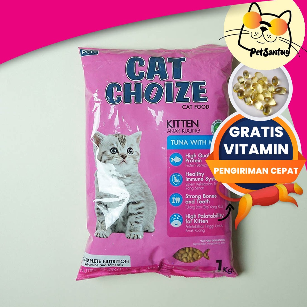 Cat Choize Kitten 1kg Makanan Kucing Terbaik Dry Food Free Minyak Ikan